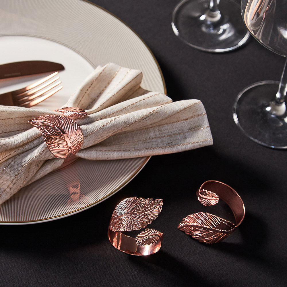 BY COLLECTION White Line Кольцо для сервировки 2шт, 100% металл, цвет розовое золото, арт.№ 488-111