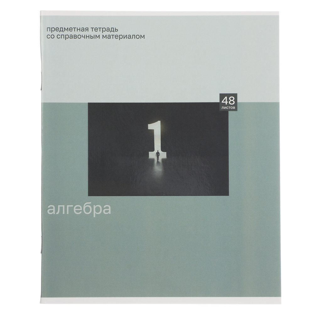 Тетрадь общая 48 листов "Предметная" ClipStudio, БЕЛЫЕ ЛИСТЫ, обл.картон "Монохром" скрепка, 7 видов, справ.материал, арт.№ 578-159