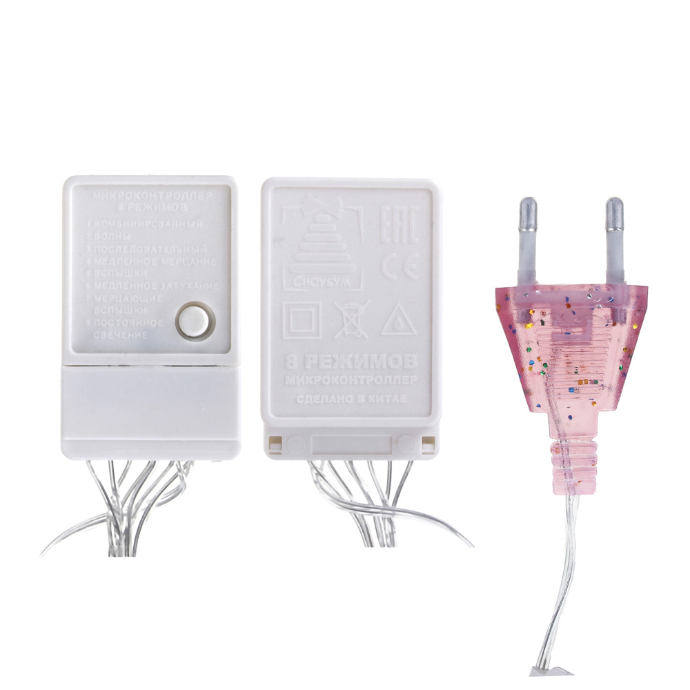 Гирлянда с насадками "Шар" 3 м СНОУ БУМ, 14 LED ламп, свечение мультицвет, ПВХ прозрачный, 8 режимов, диаметр 15 мм, 220В, арт.№ 381-145