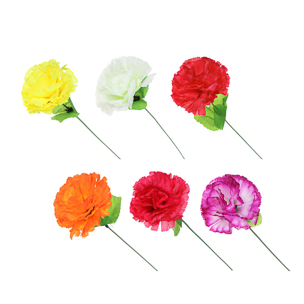 Цветок искусственный в виде гвоздики, 35-40 см, пластик, 6 цветов, арт.№ 409-020