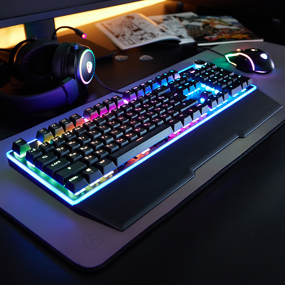 Игровая клавиатура проводная BY Pavez FULL SIZE ISO, мех., 108кл.,Outemu"Brown",RGB,2м,энкодер, арт.№ 405-076