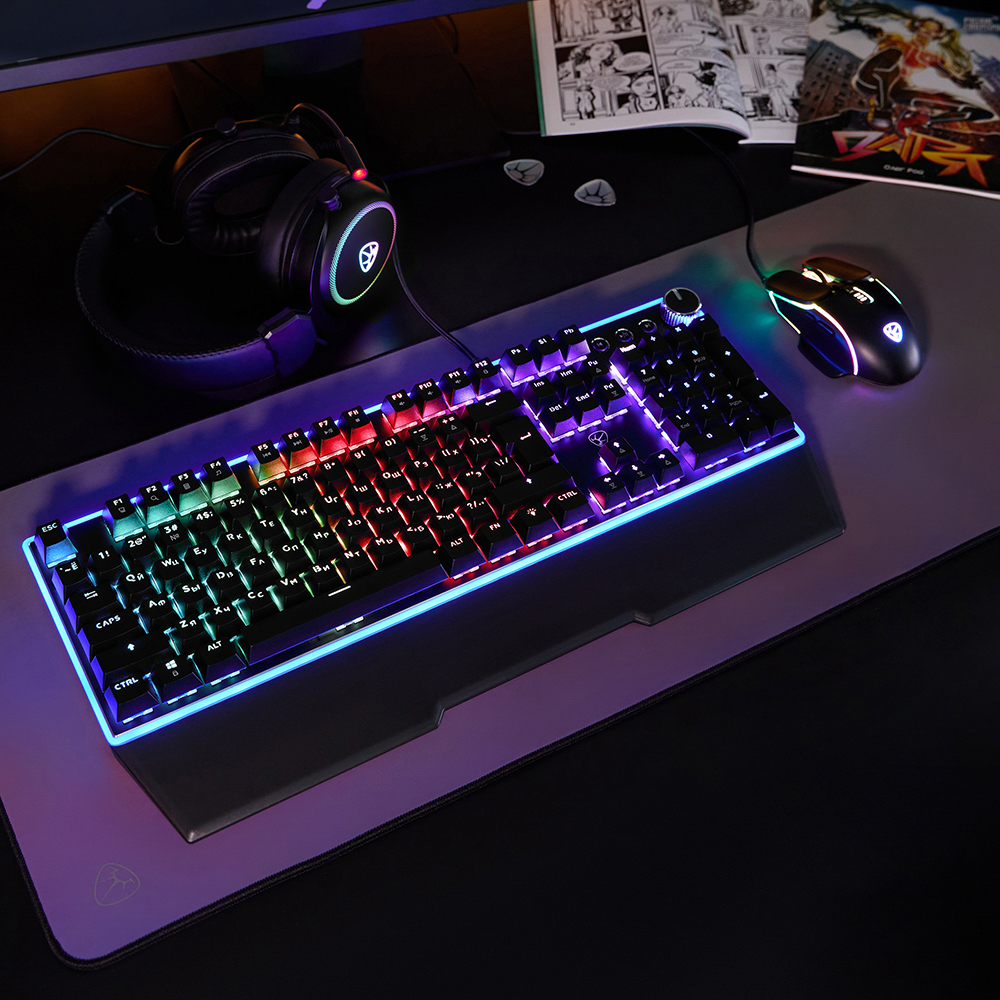 Игровая клавиатура проводная BY Pavez FULL SIZE ISO, мех., 108кл.,Outemu"Brown",RGB,2м,энкодер, арт.№ 405-076