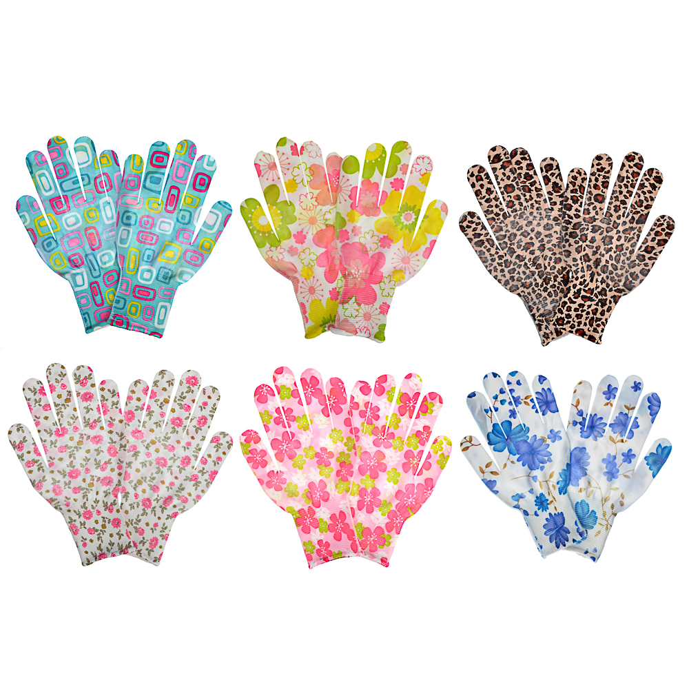 INBLOOM Перчатки садовые, полиэстер, 8 размер, 22см, 13гр, цветные, арт.№ 188-052