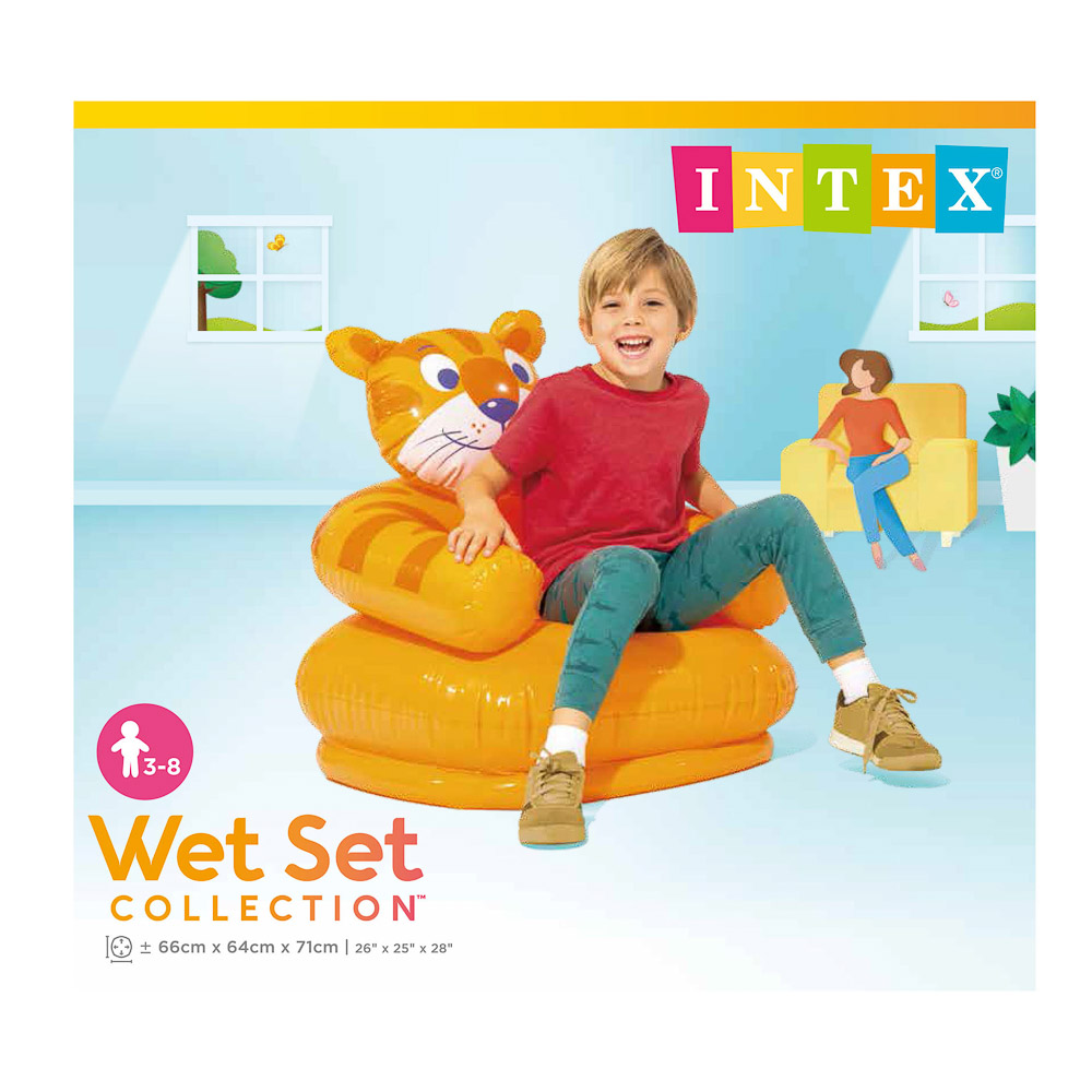 INTEX Кресло надувное детское "Животные", 65x64x74см, до 35кг, 68556NP, арт.№ 359-336