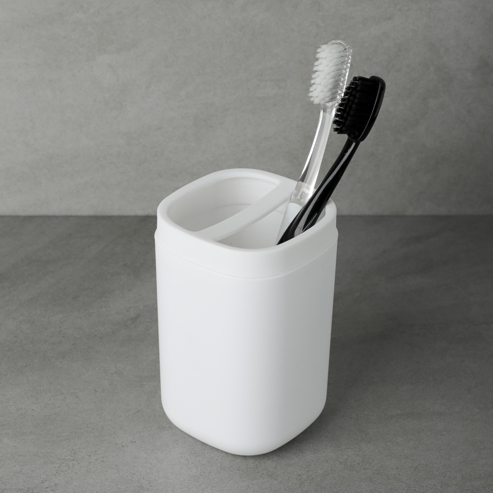 VETTA Стакан с разделителем для зубных щеток и пасты Prime, пластик, 7,5х7,5х11,7см, 2 цвета, арт.№ 463-177