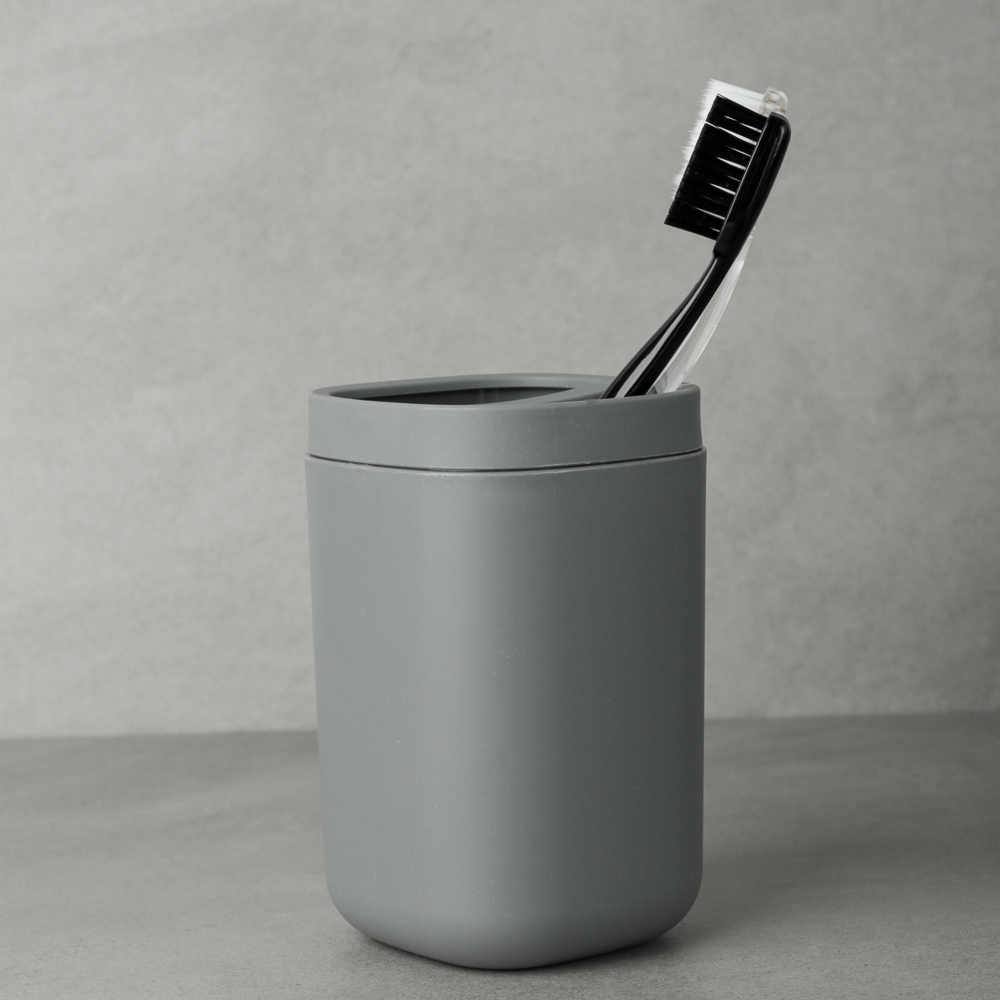 VETTA Стакан с разделителем для зубных щеток и пасты Prime, пластик, 7,5х7,5х11,7см, 2 цвета, арт.№ 463-177