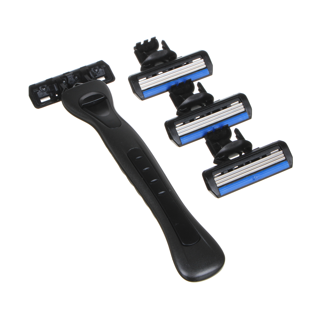 PROWAY Станок для бритья с тройным лезвием, плавающая головка + 3 сменные кассеты, силикон, пластик, арт.№ 346-011