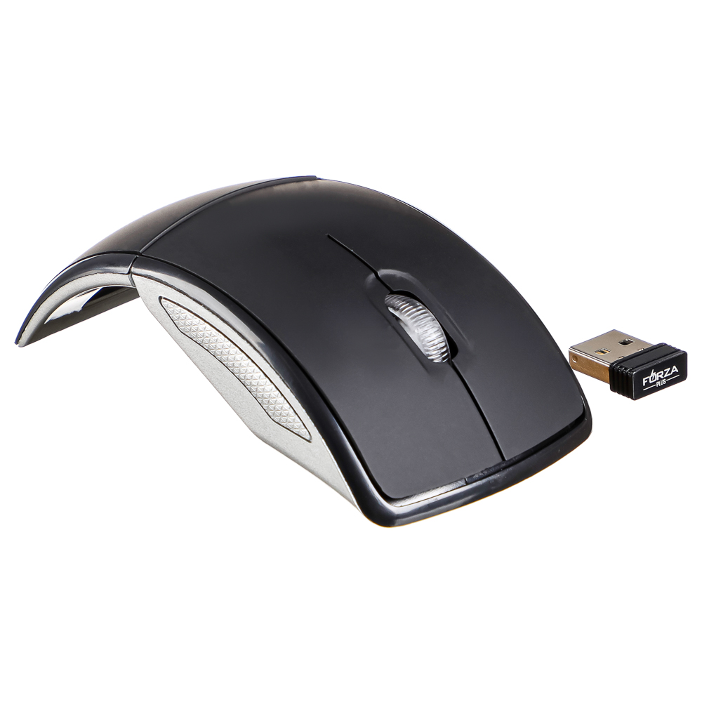 Компьютерная мышь беспроводная FORZA, 800/1200/1600DPI, 2.4GHz, 2xАAA, складная, черн/серебр., арт.№ 405-018