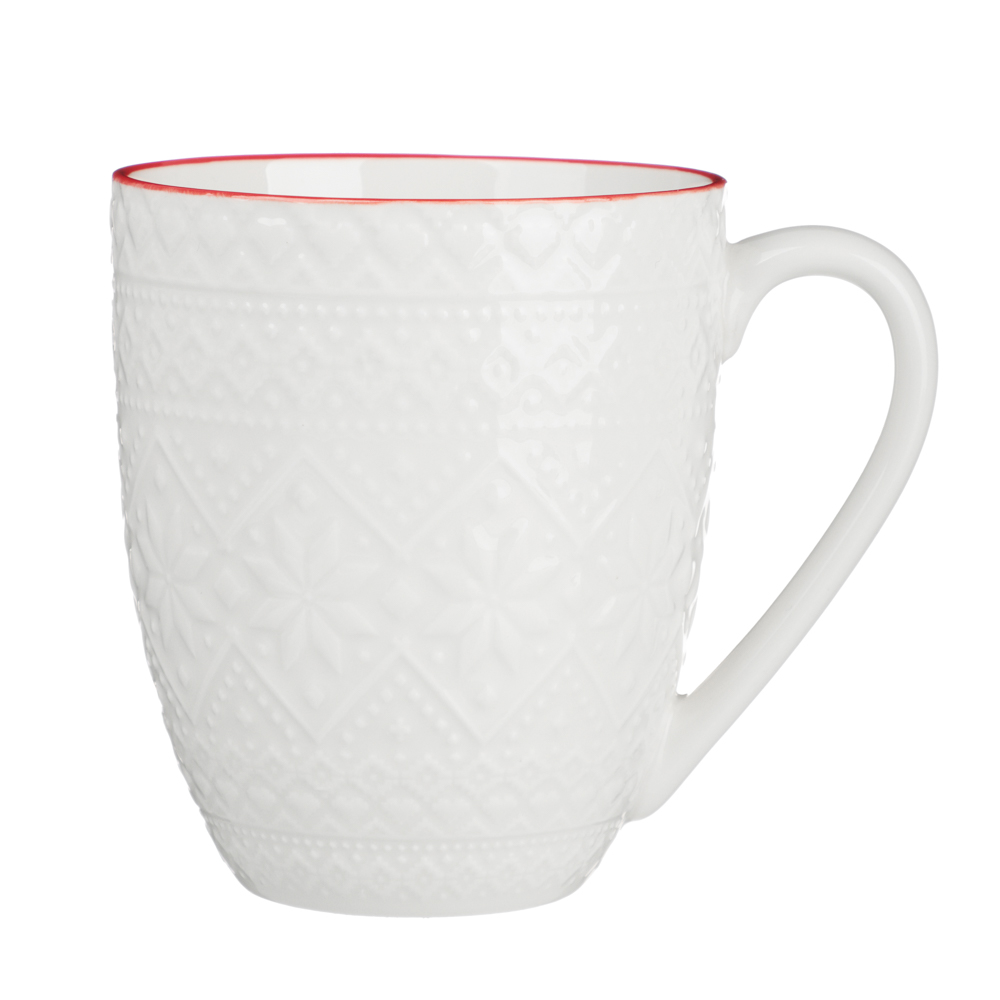 MILLIMI Рельеф Кружка 380мл, белая, фарфор, подарочная упаковка, арт.№ 820-684