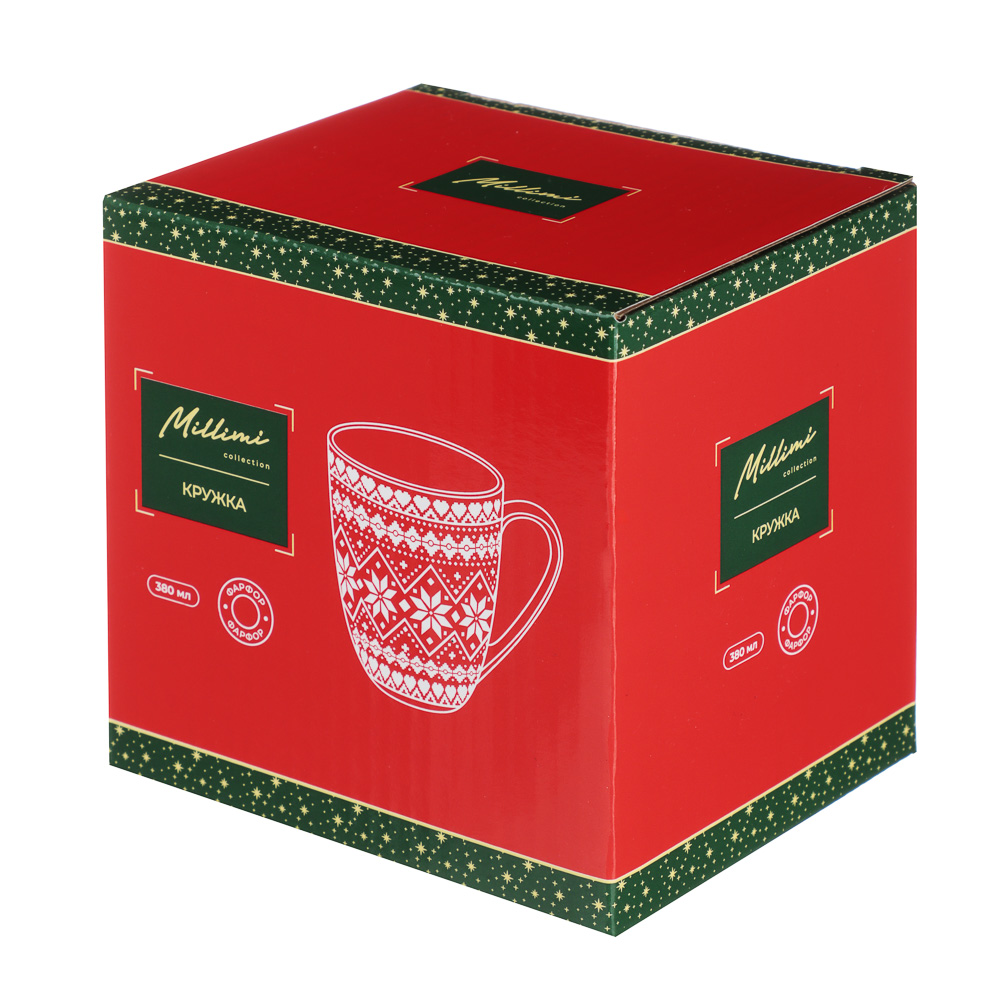 MILLIMI Рельеф Кружка 380мл, белая, фарфор, подарочная упаковка, арт.№ 820-684