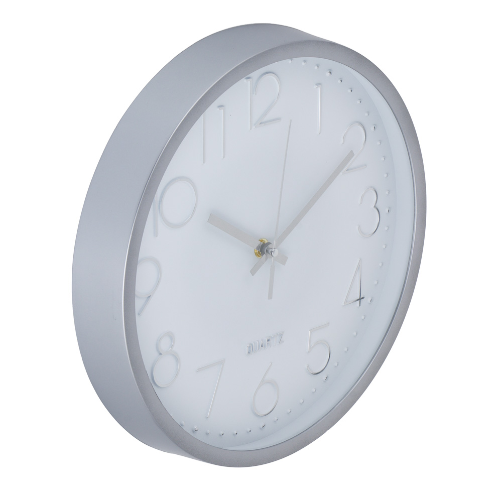 LADECOR CHRONO Часы настенные круглые, пластик, d30 см, 1xAA, оправа цвет серебряный, арт.06-13, арт.№ 581-270