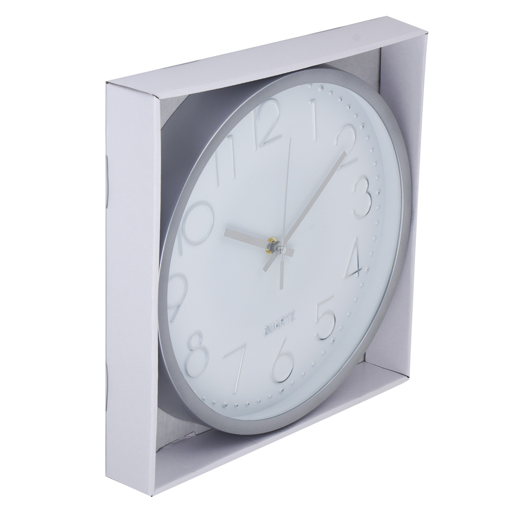 LADECOR CHRONO Часы настенные круглые, пластик, d30 см, 1xAA, оправа цвет серебряный, арт.06-13, арт.№ 581-270