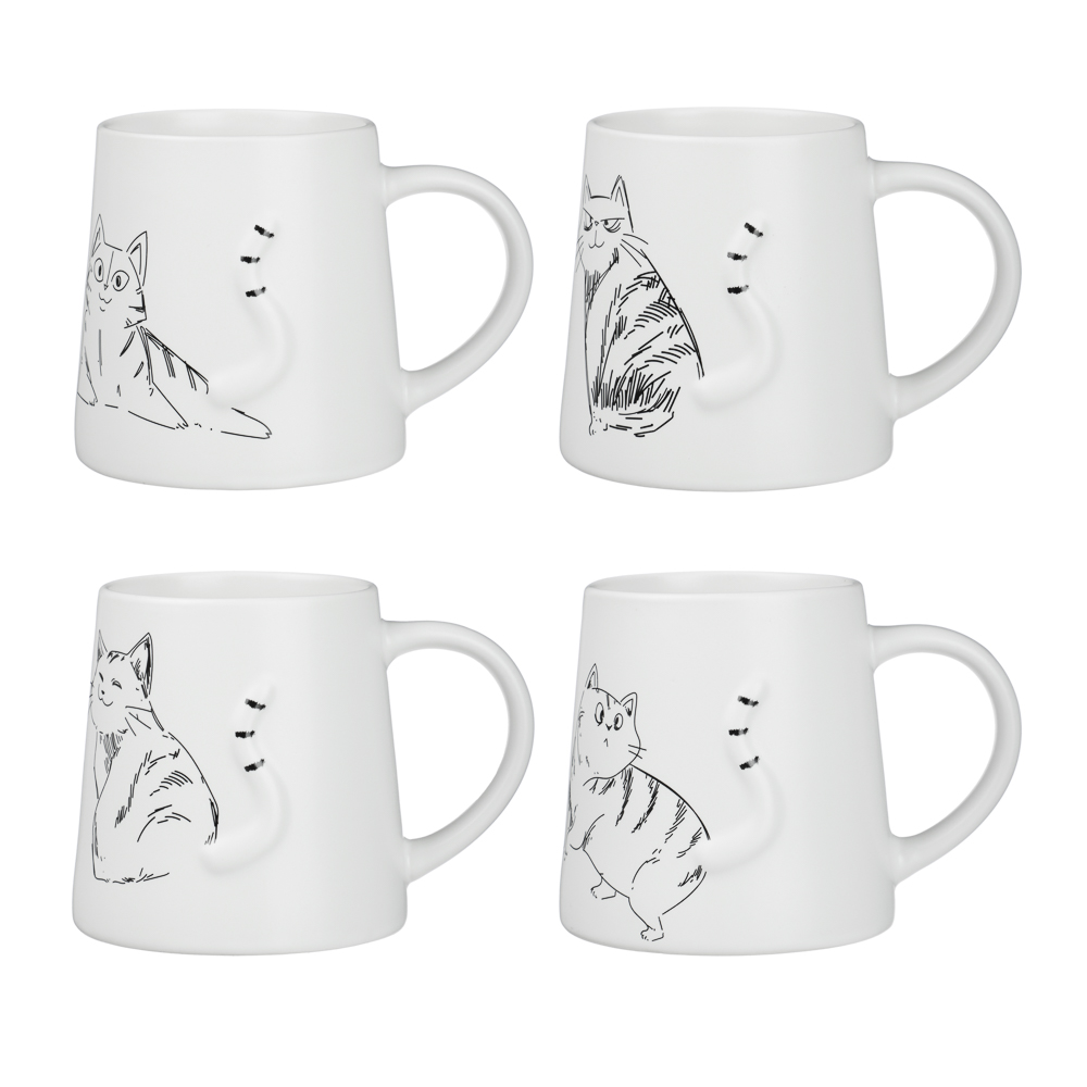 Кружка Коты тм MILLIMI, 410мл, 4 дизайна, фарфор, арт.№ 806-507