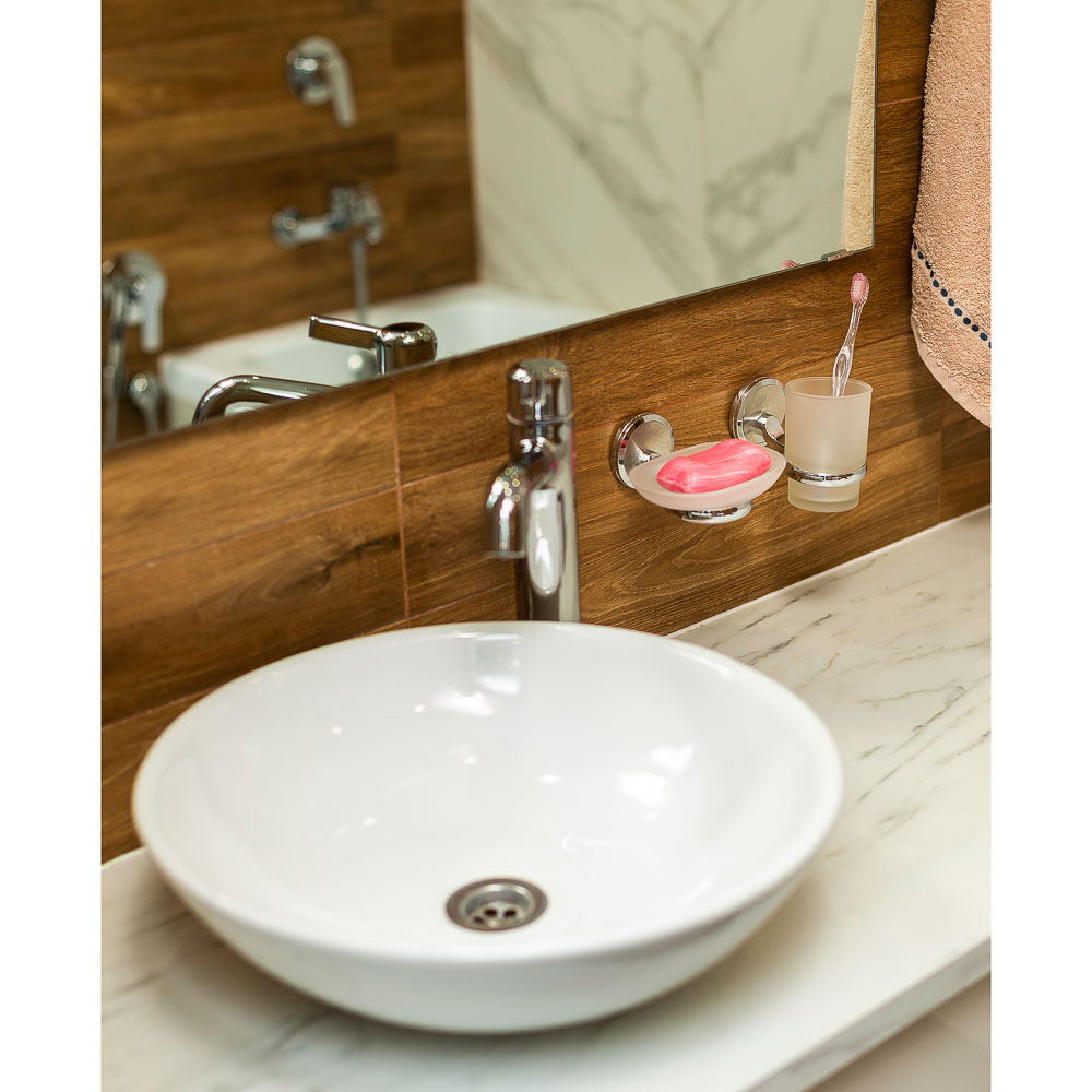 SonWelle Стакан для зубных щеток подвесной с креплением сатин, арт.№ 555-014