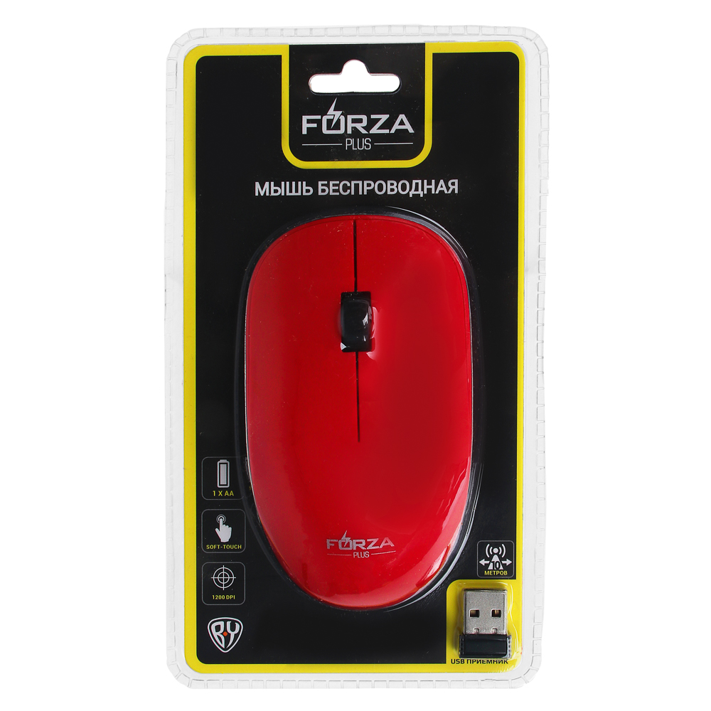 Компьютерная мышь беспроводная FORZA, 800/1200/1600DPI, 2.4GHz, 1xAA, Soft Touch, 4 цвета, арт.№ 405-011
