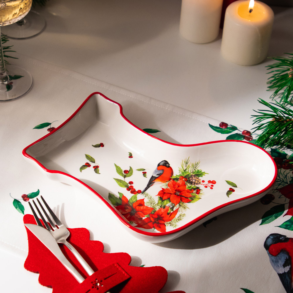 MILLIMI Винтер Блюдо в форме сапожка, 25,5х19,5х3,5см, керамика, арт.№ 820-824