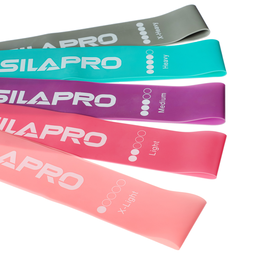 SILAPRO Набор фитнес резинок 5шт (2,5кг, 4,5кг,7кг, 9кг, 14кг), 60х5см, латекс, арт.№ 093-008