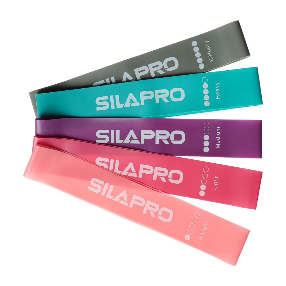 SILAPRO Набор фитнес резинок 5шт (2,5кг, 4,5кг,7кг, 9кг, 14кг), 60х5см, латекс, арт.№ 093-008