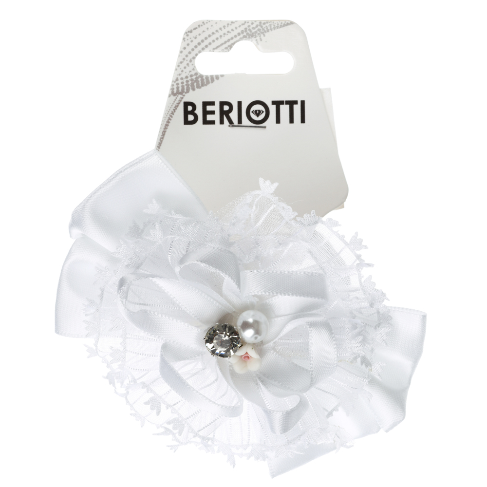 BERIOTTI Бант на резинке, 10см, полиэстер, пластик, белый, ШБ20-2, арт.№ 316-319