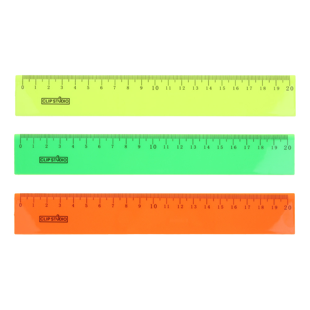 Линейка пластиковая ClipStudio 20см, непрозрачная, 3 ярких цвета, пластик, арт.№ 612-020
