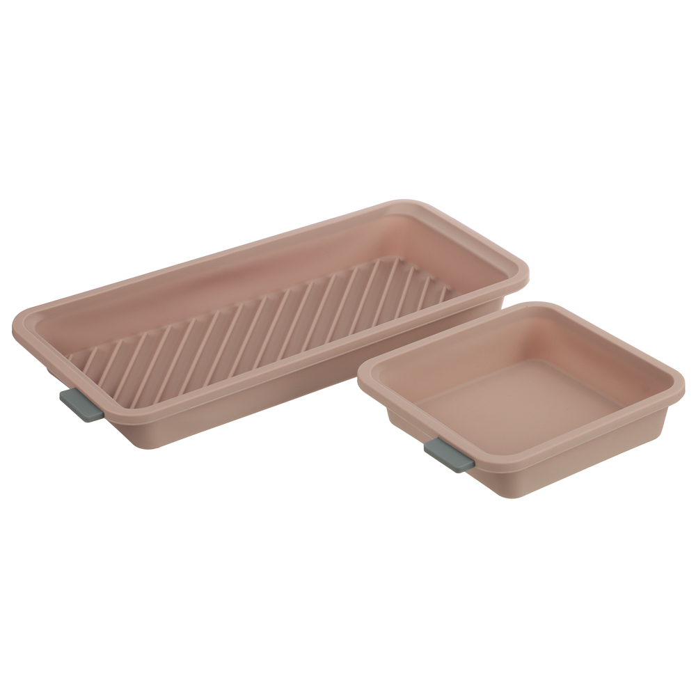 SATOSHI Набор форм для выпечки прямоугольных 2пр, 27,5х13х3,5см и 13,5х12,5х3,5 см, силикон, арт.№ 856-198