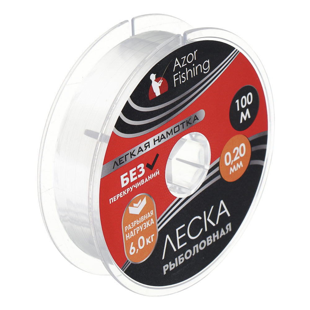 AZOR FISHING Леска "Легкая намотка", нейлон, 100м, 0,20мм, 6,0кг, арт.№ 144-056