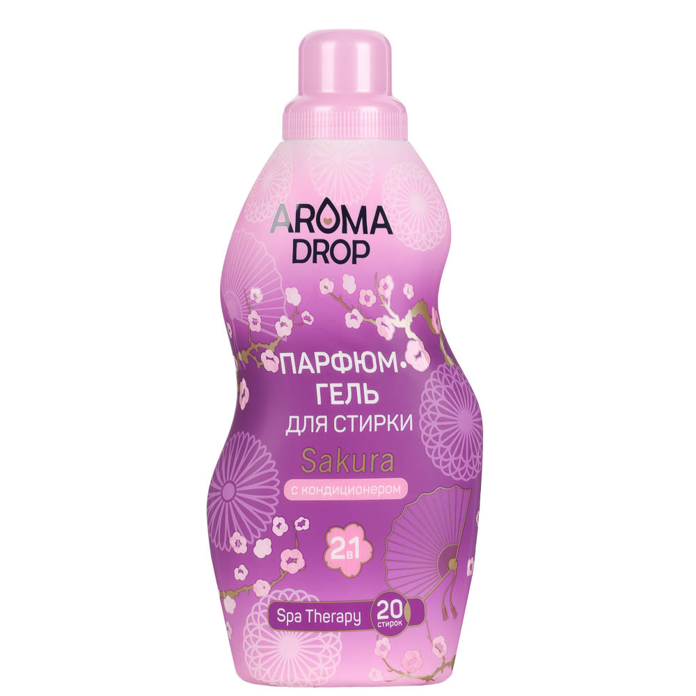 Парфюмированный гель для стирки AROMA DROP SPA THERAPY 2в1 с кондиционером Sakura, 1000г, арт.№ 955-005