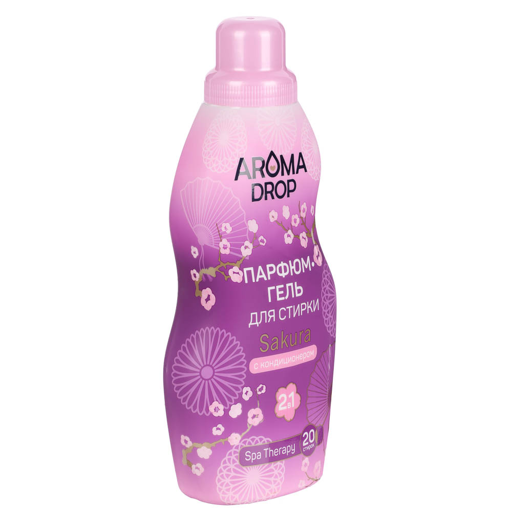 Парфюмированный гель для стирки AROMA DROP SPA THERAPY 2в1 с кондиционером Sakura, 1000г, арт.№ 955-005