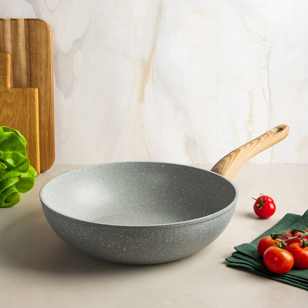 SATOSHI Берг Вок литой d28см, антипригарное покрытие Мрамор, индукция, арт.№ 846-734