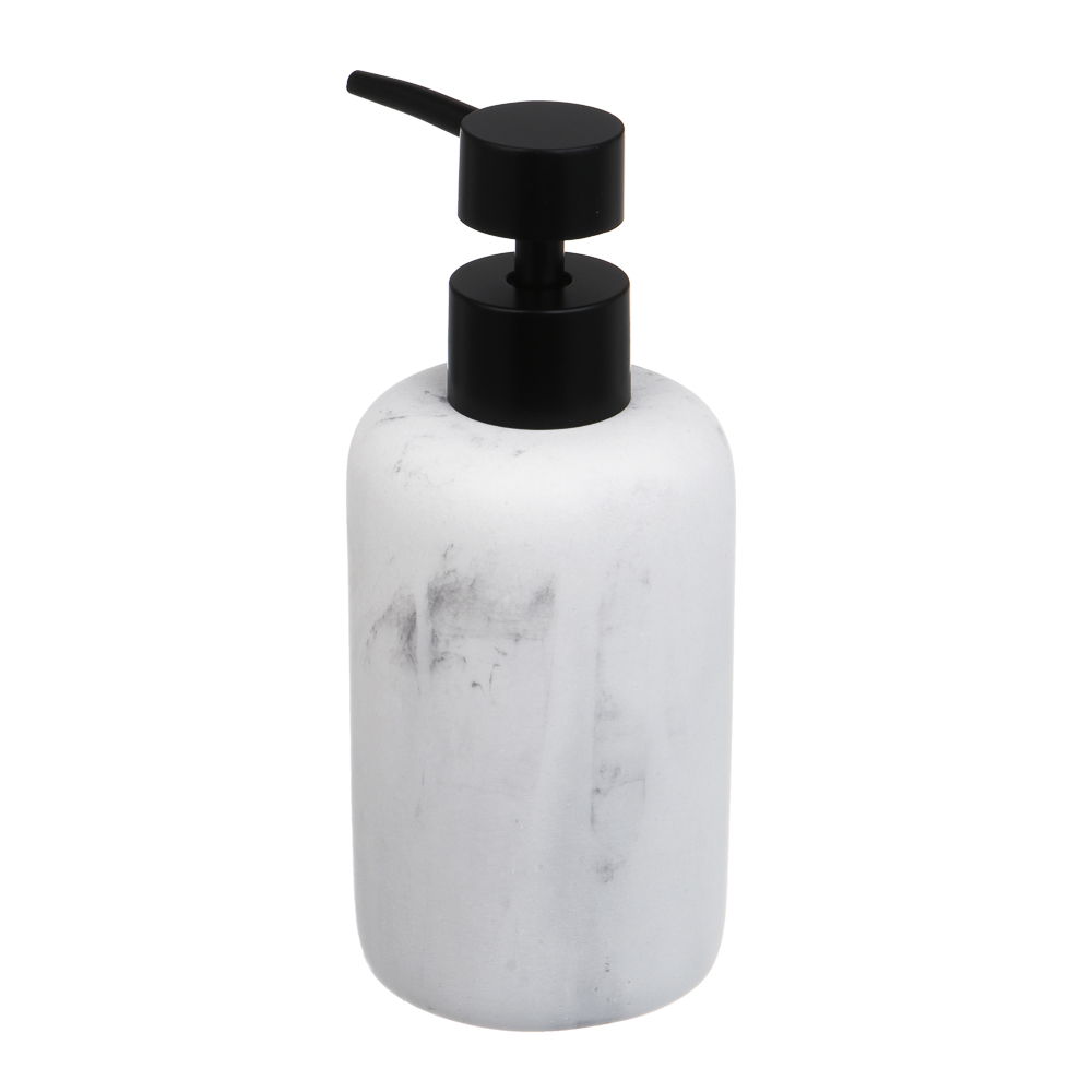Диспенсер для жидкого мыла тм VETTA Мрамор, 300мл, смола (полирезин), бело-серый, 7,4x7,4x16,5см, арт.№ 463-561