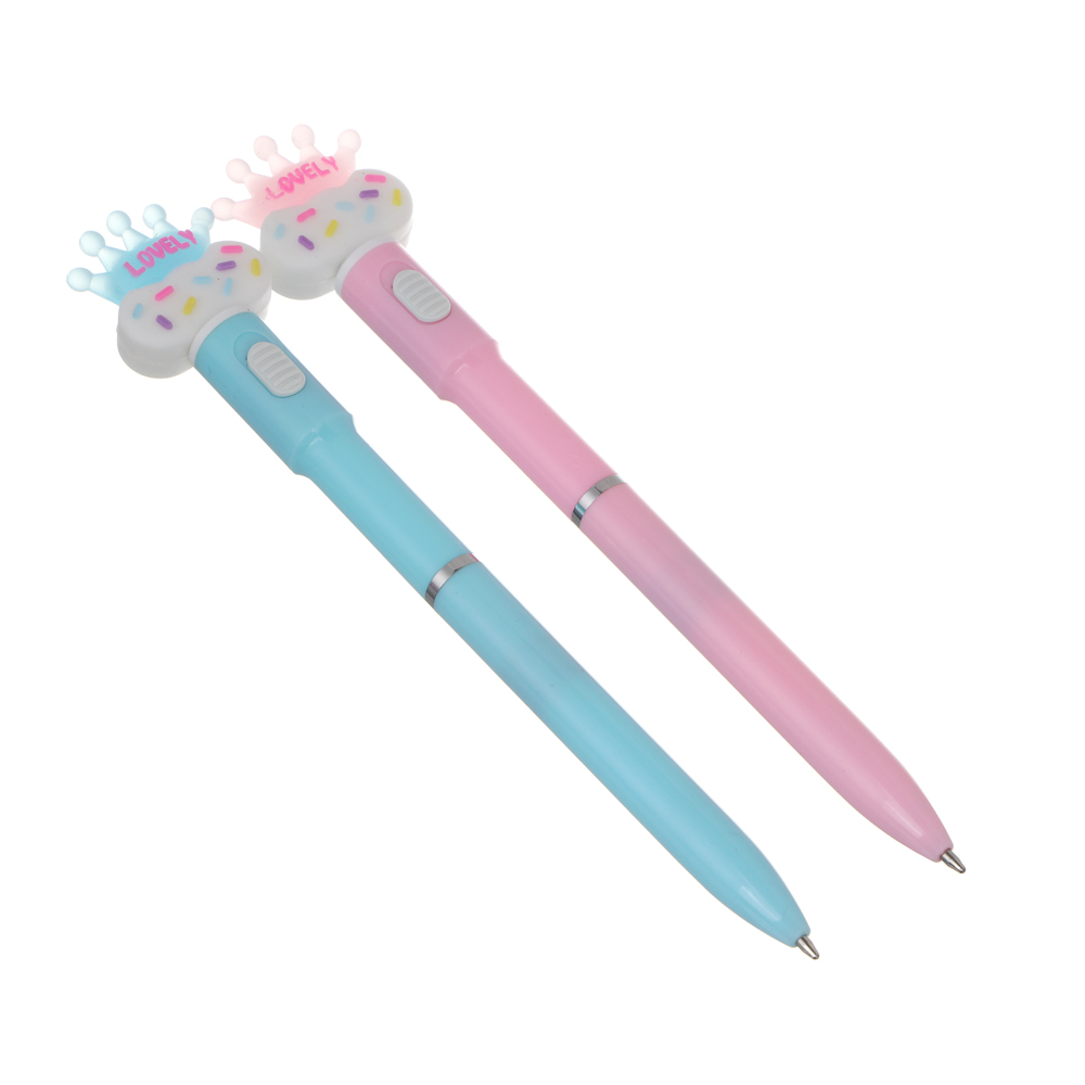 Ручка шариковая синяя 0,7мм, с LED подсветкой "Корона", 2 вида, арт.№ 591-299