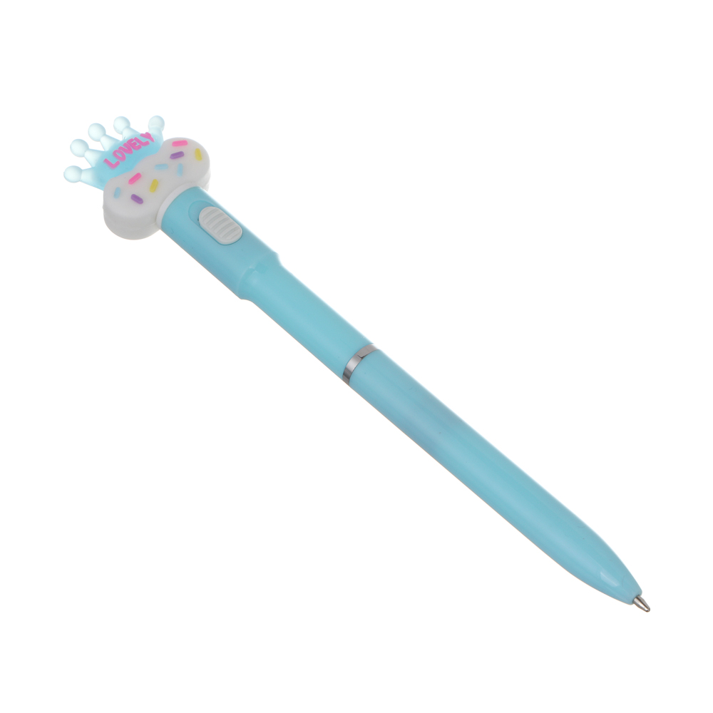 Ручка шариковая синяя 0,7мм, с LED подсветкой "Корона", 2 вида, арт.№ 591-299