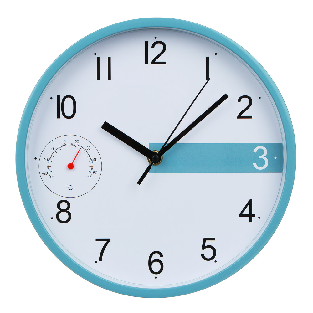 LADECOR CHRONO Часы настенные круглые, пластик, 24,6х24,6х4,2 см, 1xАА, цвет окантовки зеленый, арт.№ 581-252