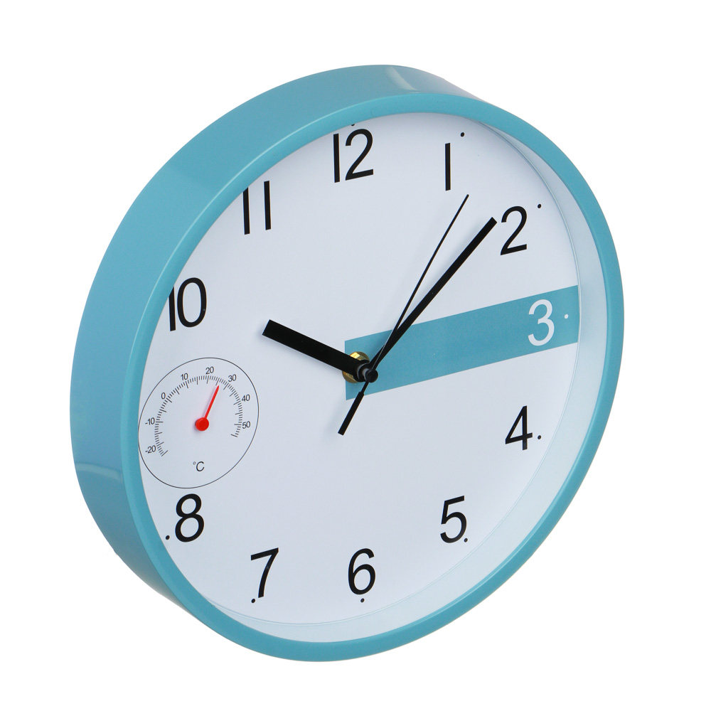 LADECOR CHRONO Часы настенные круглые, пластик, 24,6х24,6х4,2 см, 1xАА, цвет окантовки зеленый, арт.№ 581-252