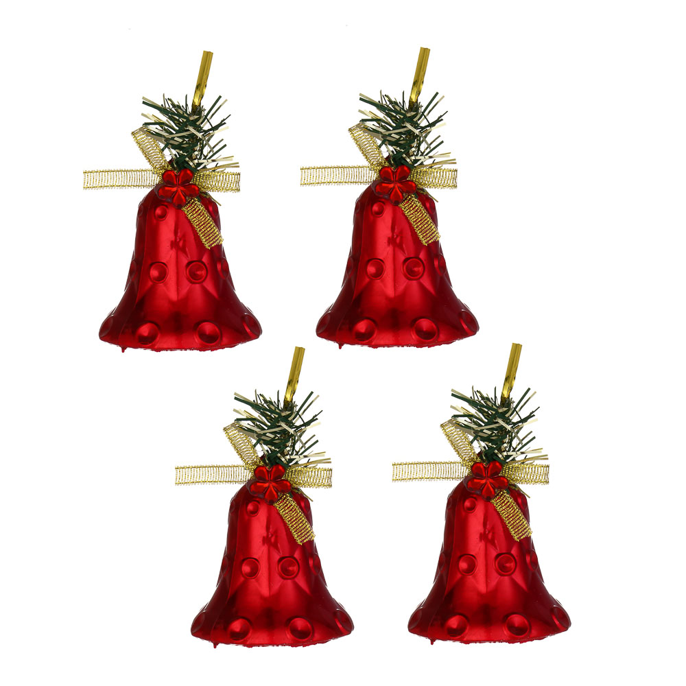 СНОУ БУМ Колокольчики 4 шт, 6 см, пластик, 26-770, арт.№ 376-833