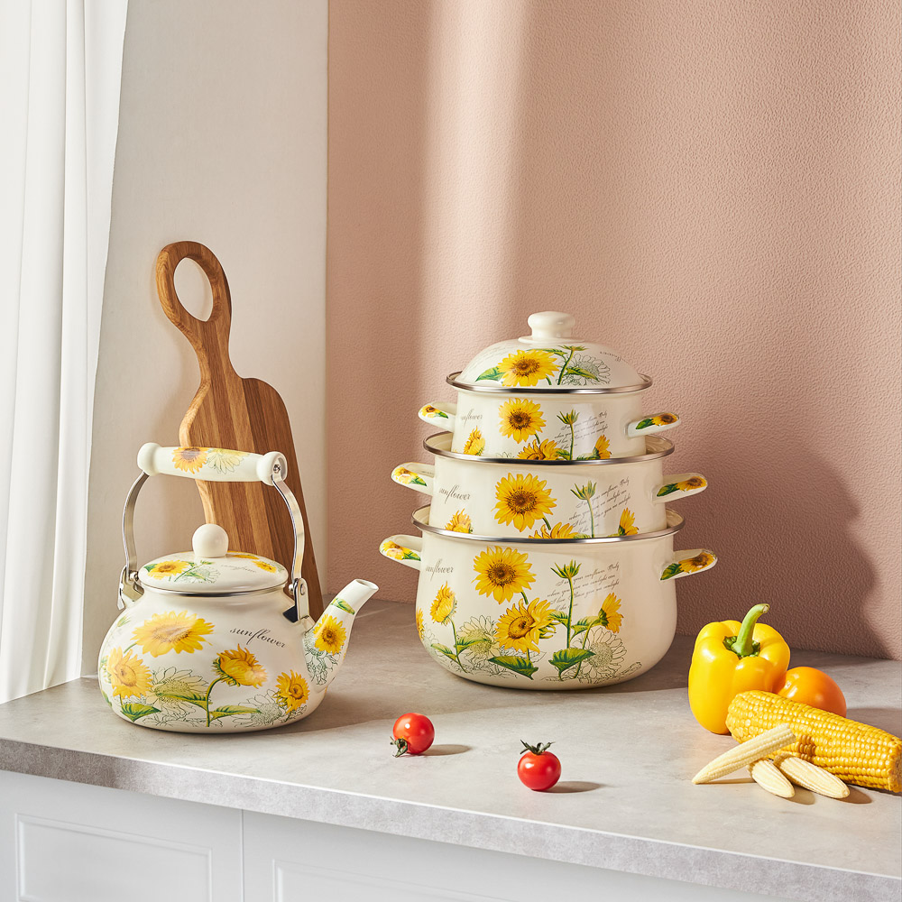 VETTA Подсолнухи Чайник эмалированный, 2,5л, индукция, арт.№ 894-524