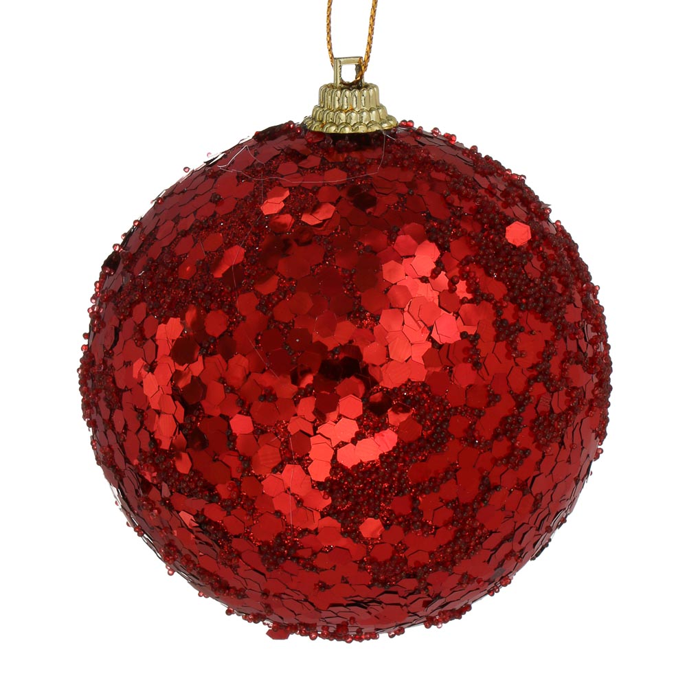 СНОУ БУМ Елочная игрушка шар, диаметр 8 см, красный, пластик, арт.№ 373-620