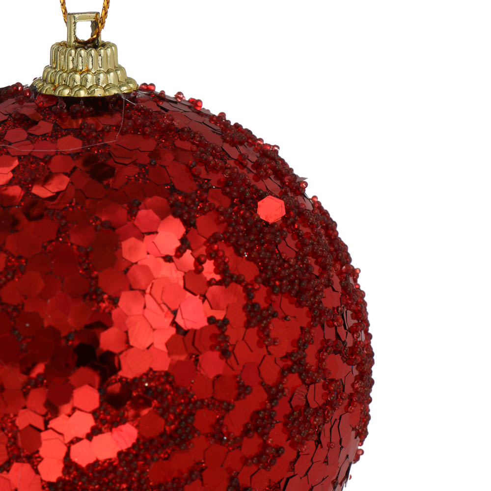 СНОУ БУМ Елочная игрушка шар, диаметр 8 см, красный, пластик, арт.№ 373-620