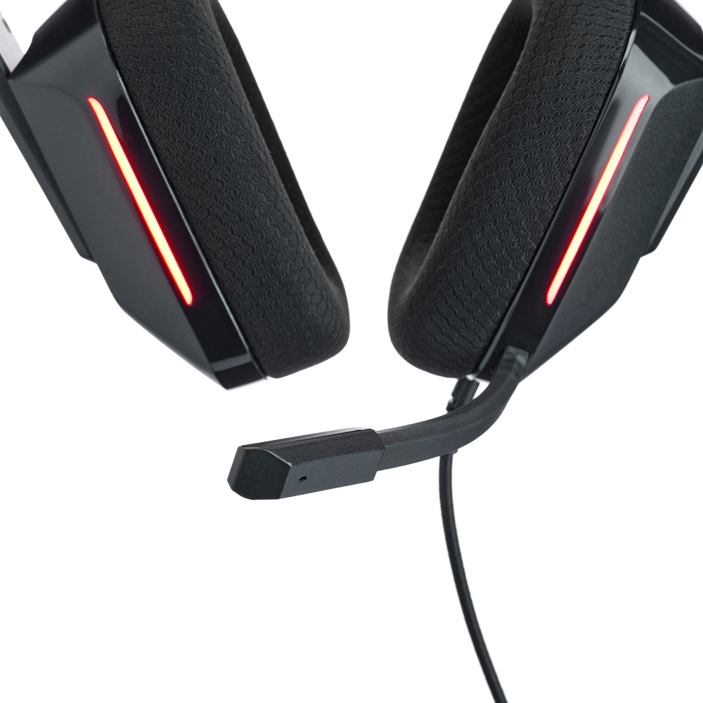 Наушники проводные с микрофоном игровые BY Morion USB 3,2 м, автоподвес, красная подсветка, арт.№ 410-089