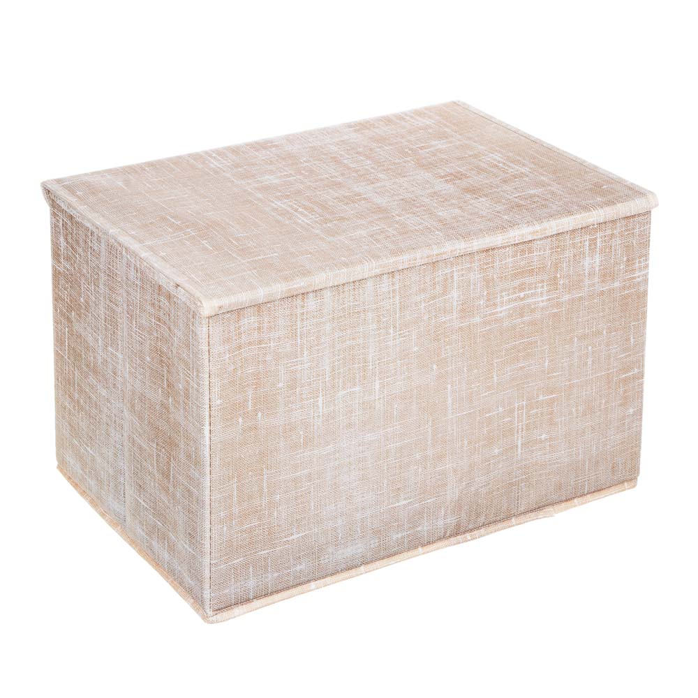 Кофр для хранения с крышкой тм VETTA ЛЁН, полиэстер, 38х24х24см, бежевый, арт.№ 457-647