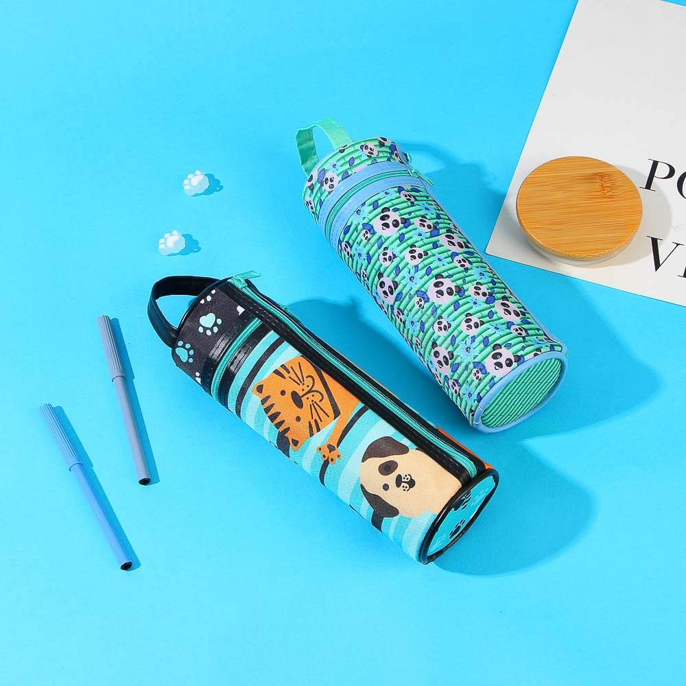 ХЭВ Э НАЙС ДЭЙ Пенал, мягкий круглый, 20х6,5х6,5см, 2 молнии, плотный ПЭ, ручка, функция подставки, арт.№ 238-289