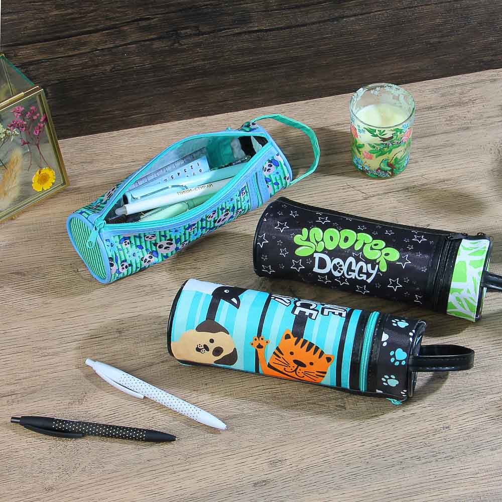 ХЭВ Э НАЙС ДЭЙ Пенал, мягкий круглый, 20х6,5х6,5см, 2 молнии, плотный ПЭ, ручка, функция подставки, арт.№ 238-289