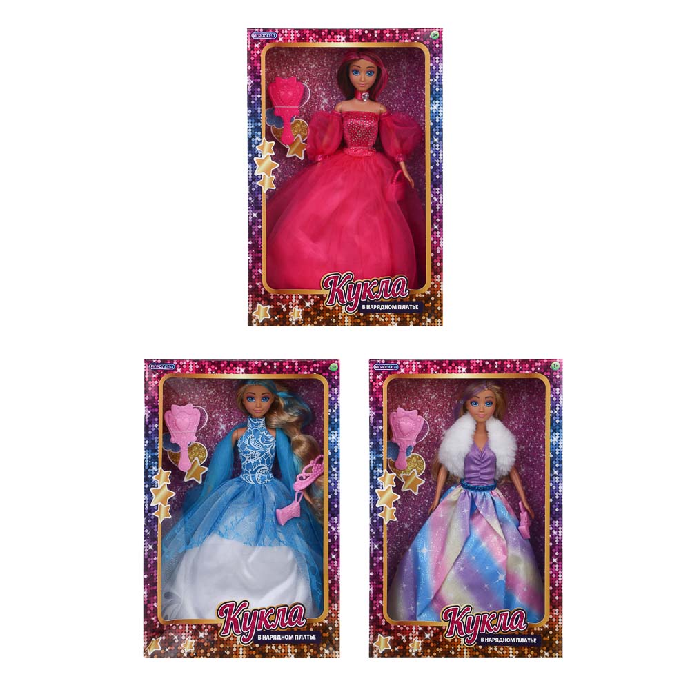 ИГРОЛЕНД Кукла в нарядном платье, 28 см с акс., PVC, ABS, полиэстер, 20х5,5х32,5 см, арт.№ 436-175