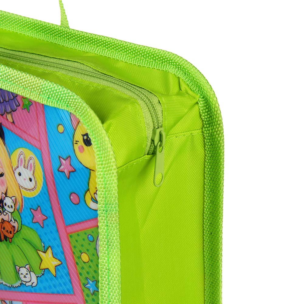 Кавай Папка для тетрадей 33,5x26см, для A4, расширение, молния сверху, ручки, пластик, арт.№ 236-004