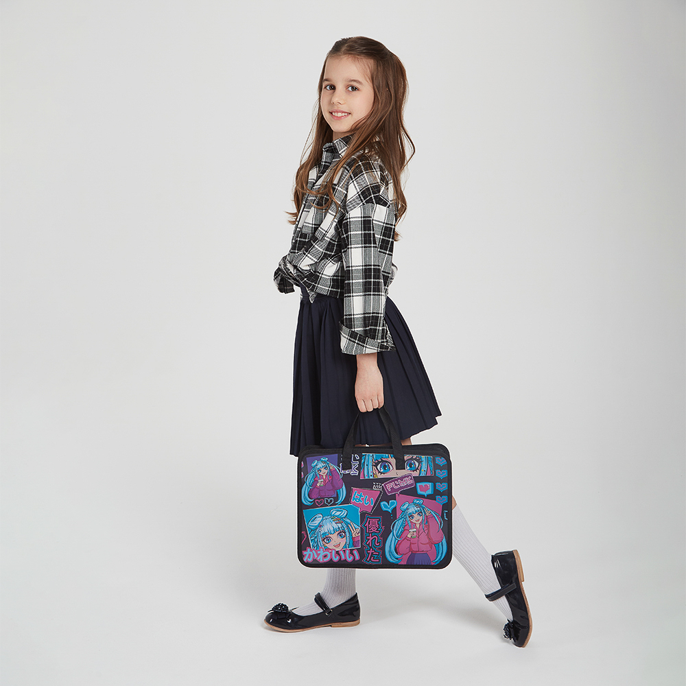 Аниме Папка для тетрадей 33,5x26см, для A4, расширение, молния сверху, ручки, пластик, арт.№ 236-006