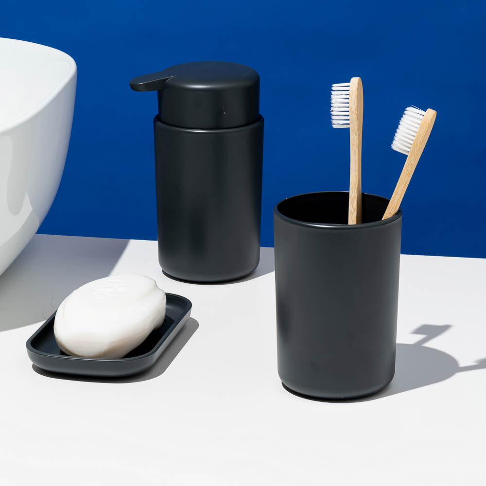 Стакан для зубных щеток Flux, 250мл, черный графит, 7,5х7,5х11см, арт.№ 463-620