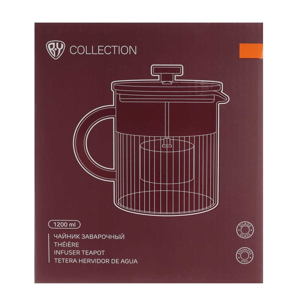BY COLLECTION Teya Чайник заварочный 1,2л, жаропрочное стекло, арт.№ 850-235