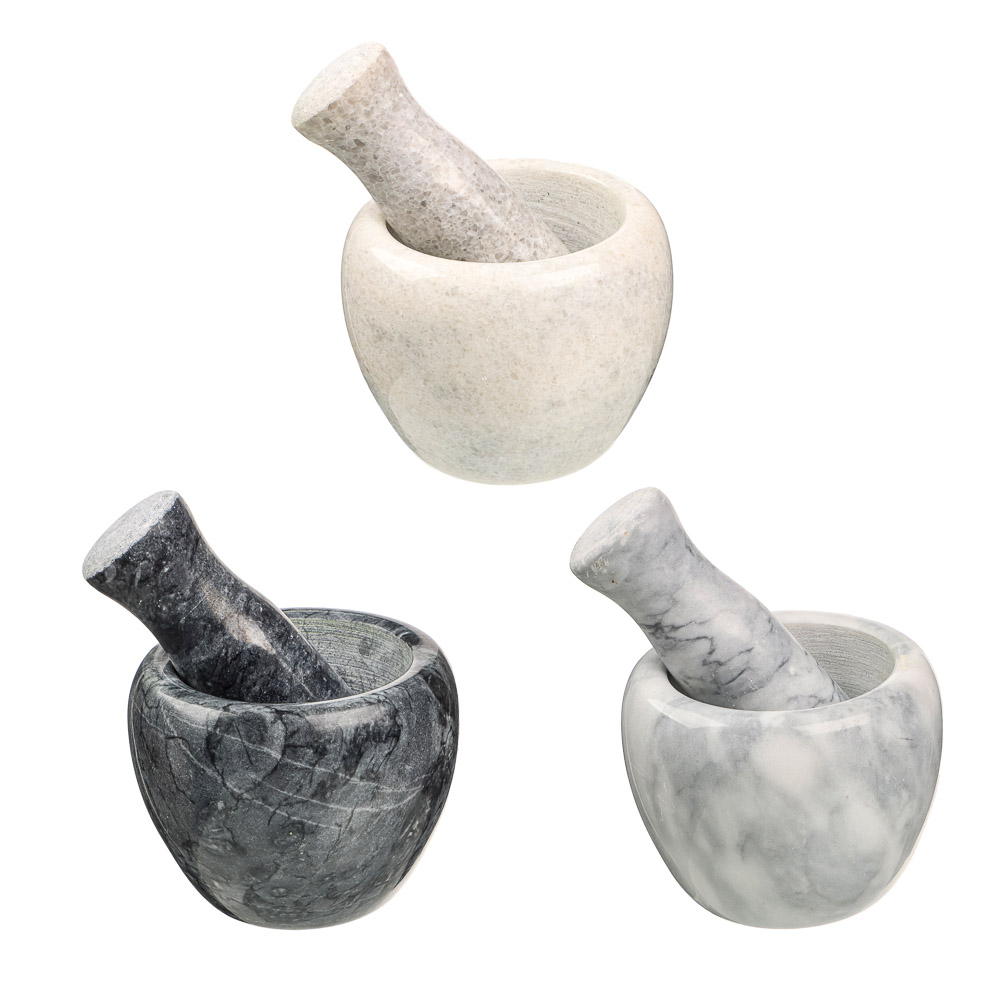 VETTA Ступка с пестиком, 10x7,5см, мрамор, 3 цвета, арт.№ 884-343