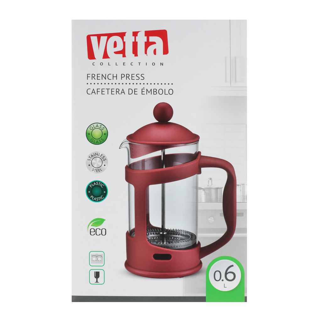 VETTA Ивонн Френч-пресс пластик, жаропрочное стекло, 600 мл, арт.№ 850-228
