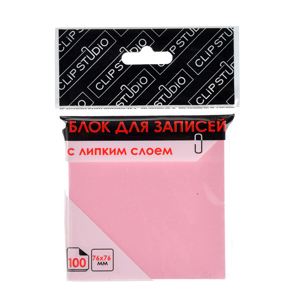 Блок с клеевым краем бумажный ClipStudio 76x76мм, 100 листов, 4 цвета, арт.№ 526-418